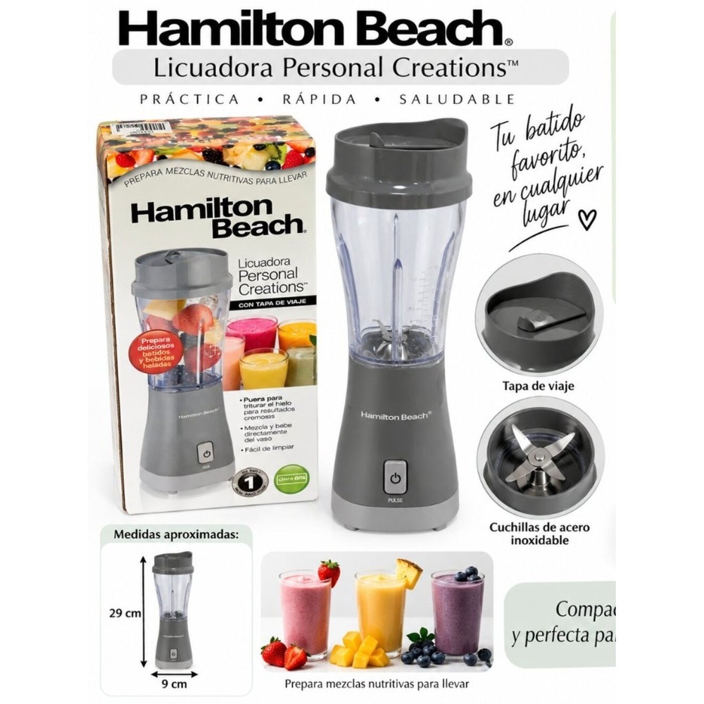 Hamilton Beach Personal Creations Blender with Travel Lid Gray Single Serve